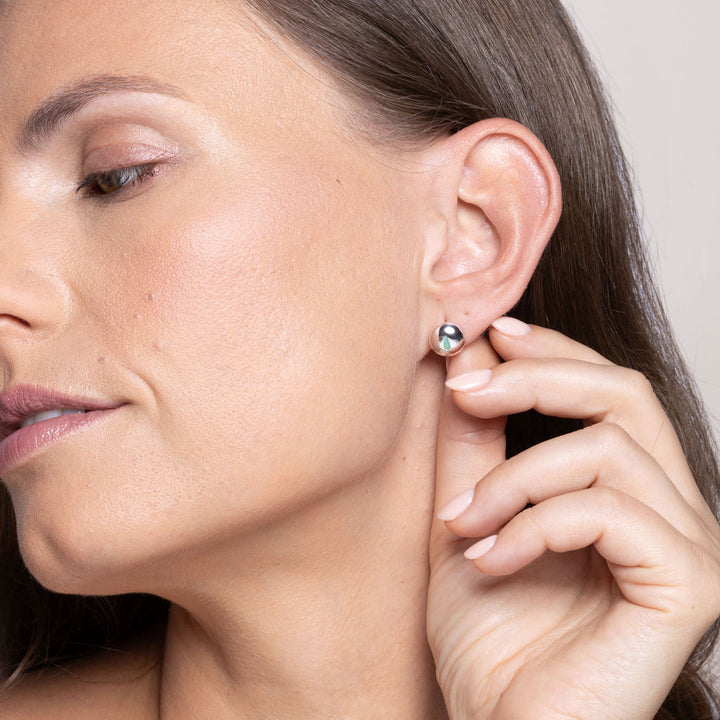 Green Chalcedony Tear Drop Sterling Silver Stud Earrings