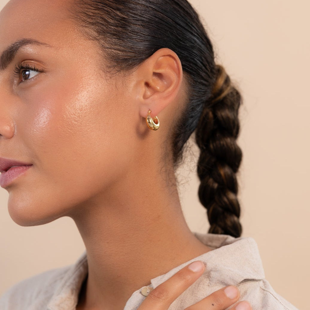 Silver Small Sculpted Hoop Earrings