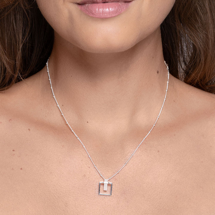Moonstone Square Sterling Silver Satellite Chain Necklace - Vurchoo Ethical Jewellery
