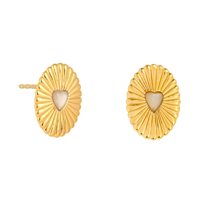 Gold Celeste Moonstone Heart Studs