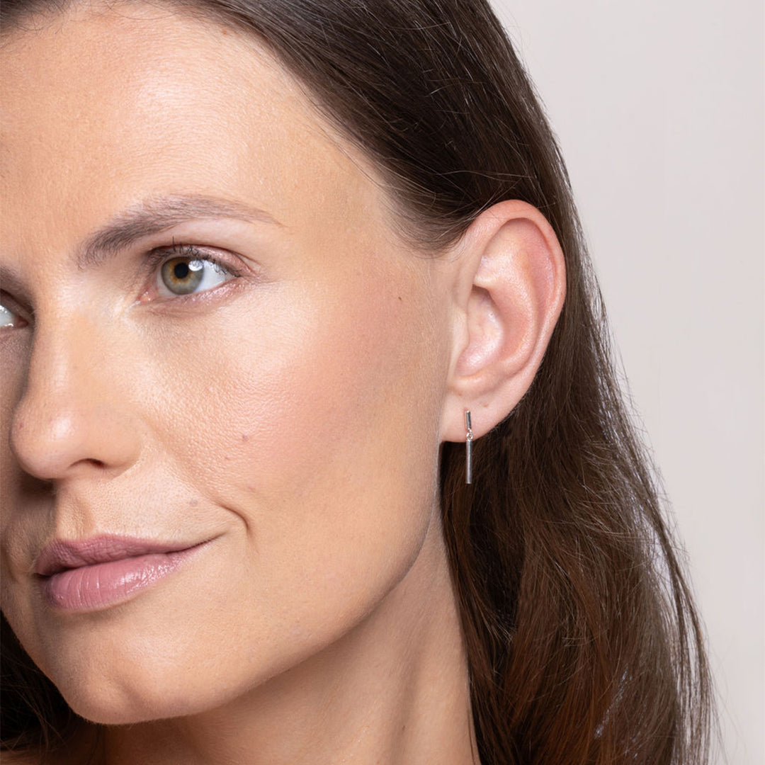 Minimalist Dainty Silver Bar Stud Earrings - Vurchoo Ethical Jewellery