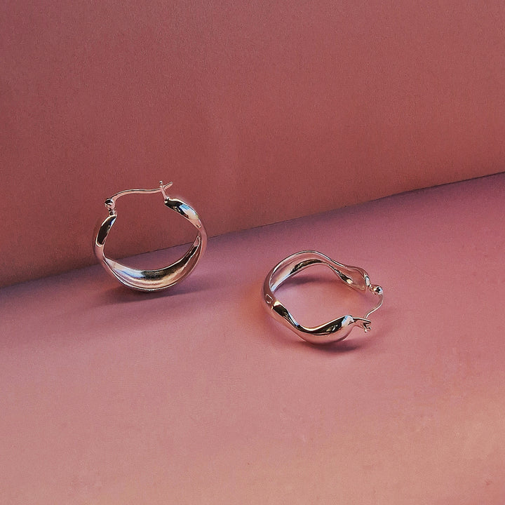Silver Large Water Hoop Earrings - Vurchoo Ethical Jewellery