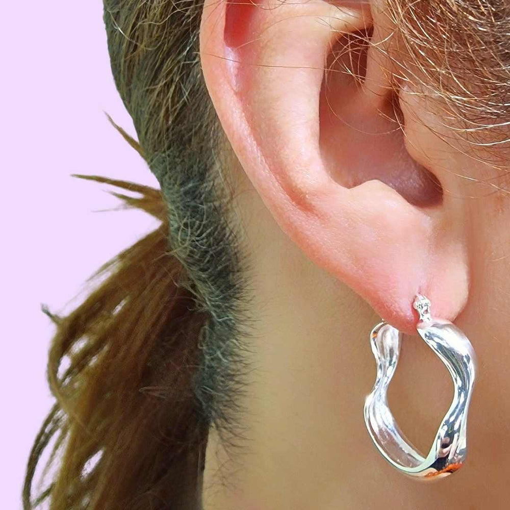 Silver Large Water Hoop Earrings - Vurchoo Ethical Jewellery