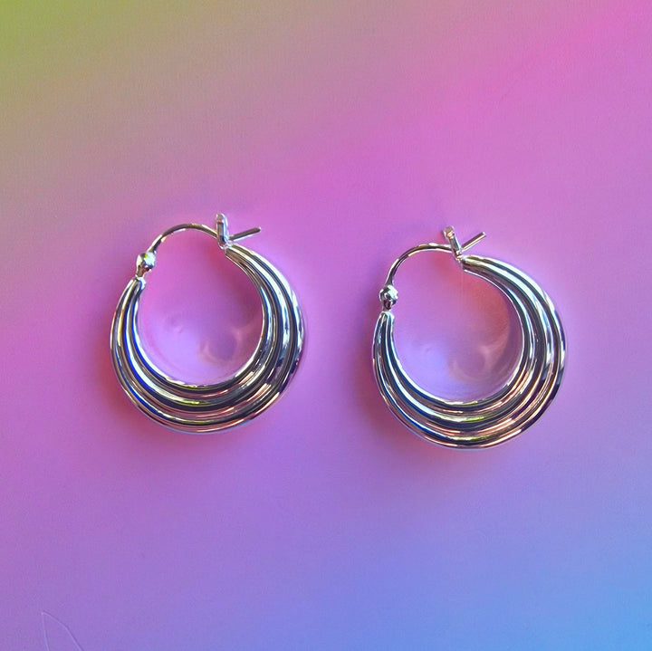 Silver Layered Hoop Earrings - Vurchoo Ethical Jewellery