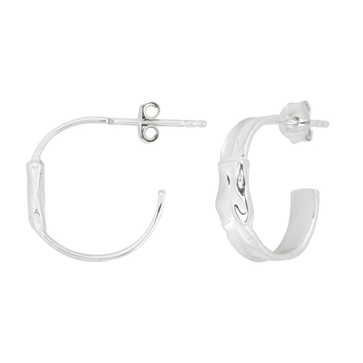 Silver Organic Crescent Hoop Earrings - Vurchoo Ethical Jewellery