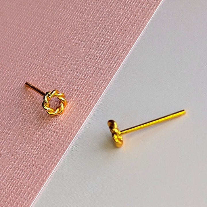 Vintage Small Circle Stacker Gold Stud Earrings