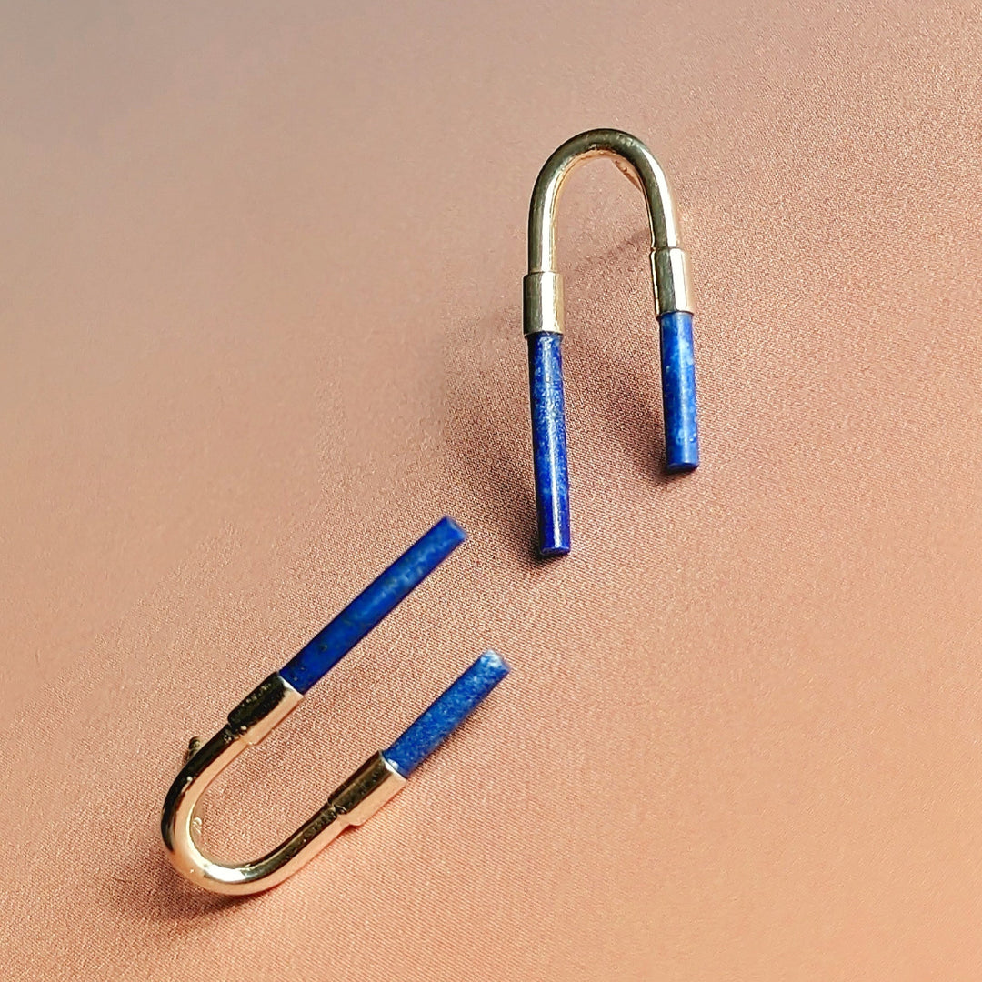 Lapis Lazuli Arch Sterling Silver Stud Earrings