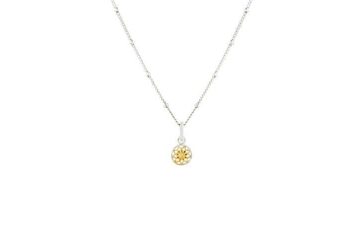 Floral Mandala two-tone Silver Gold Necklace