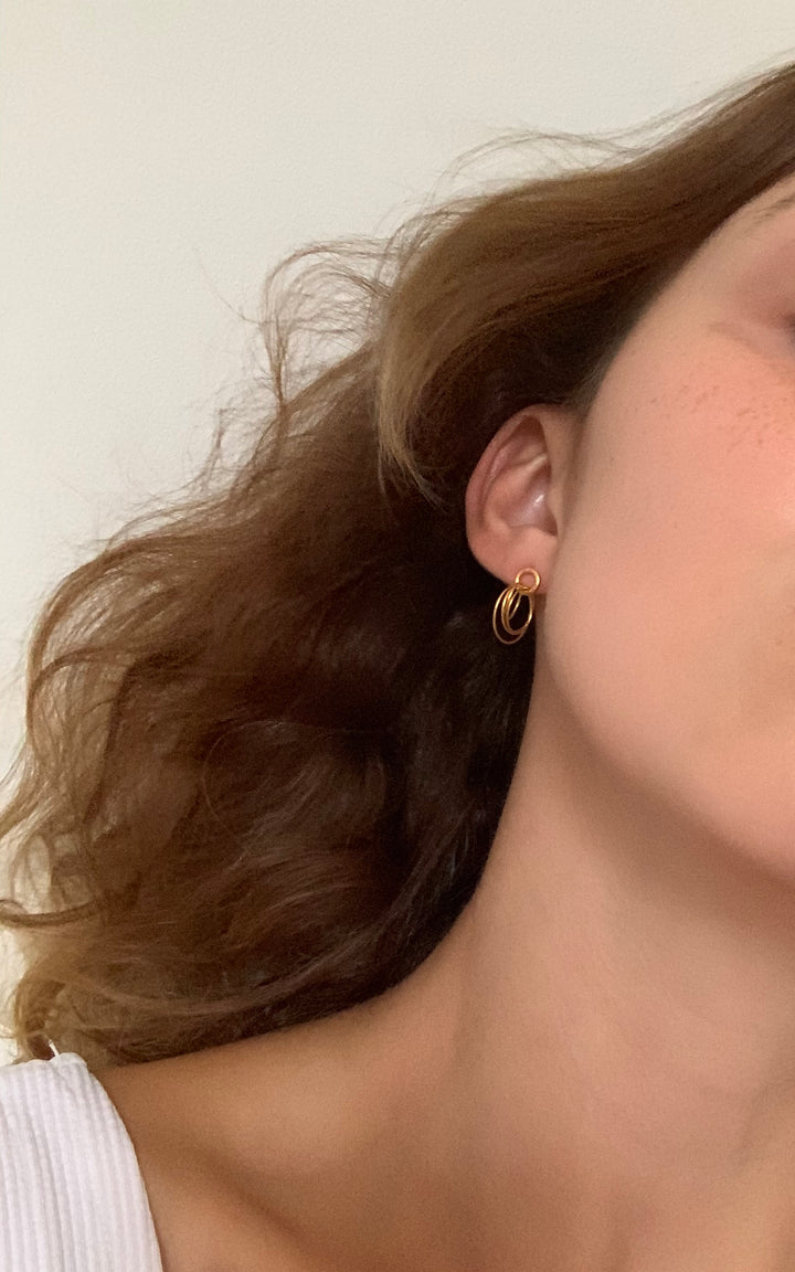 Hoop Cluster Rings Gold Stud Earrings