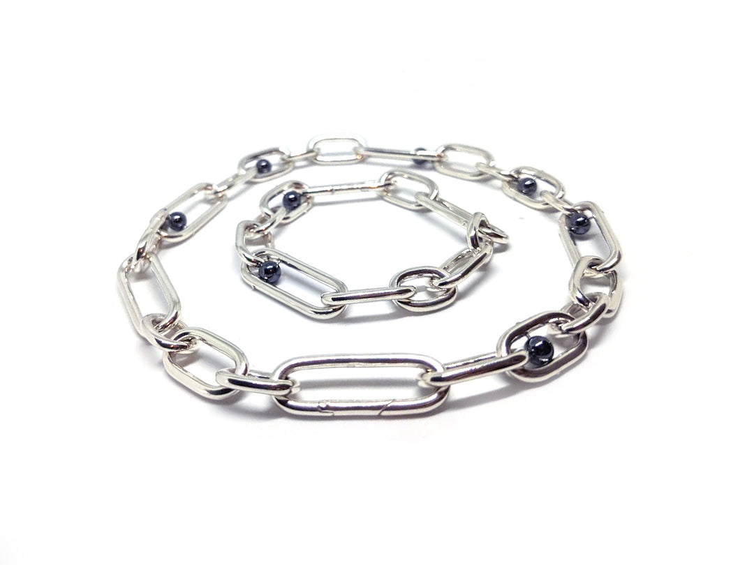 Signature One-Off Hematite Customisable Silver Chain Bracelet / Necklace