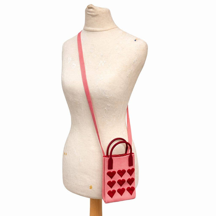 Knit Crossbody Phone Bag with Rubber Handles