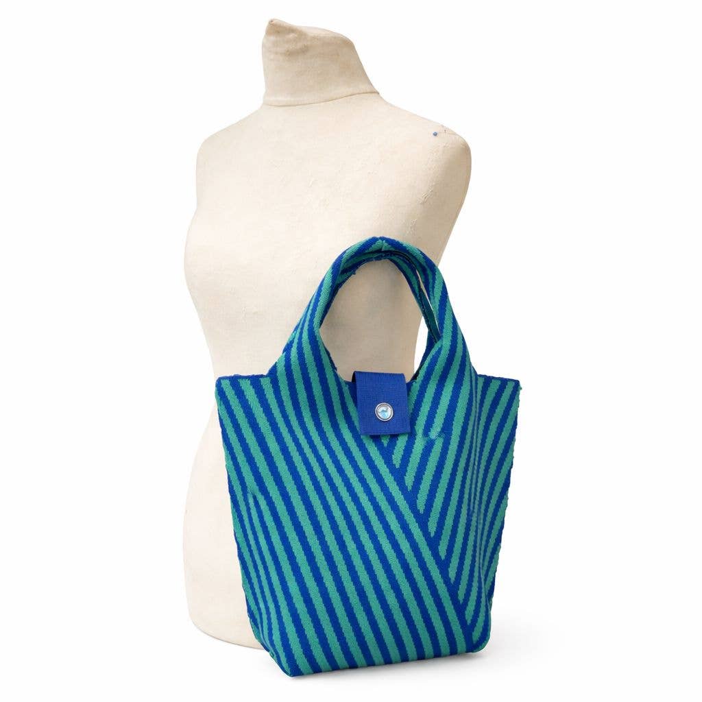 Vivid Stripe Knit Tote with Snap Closure
