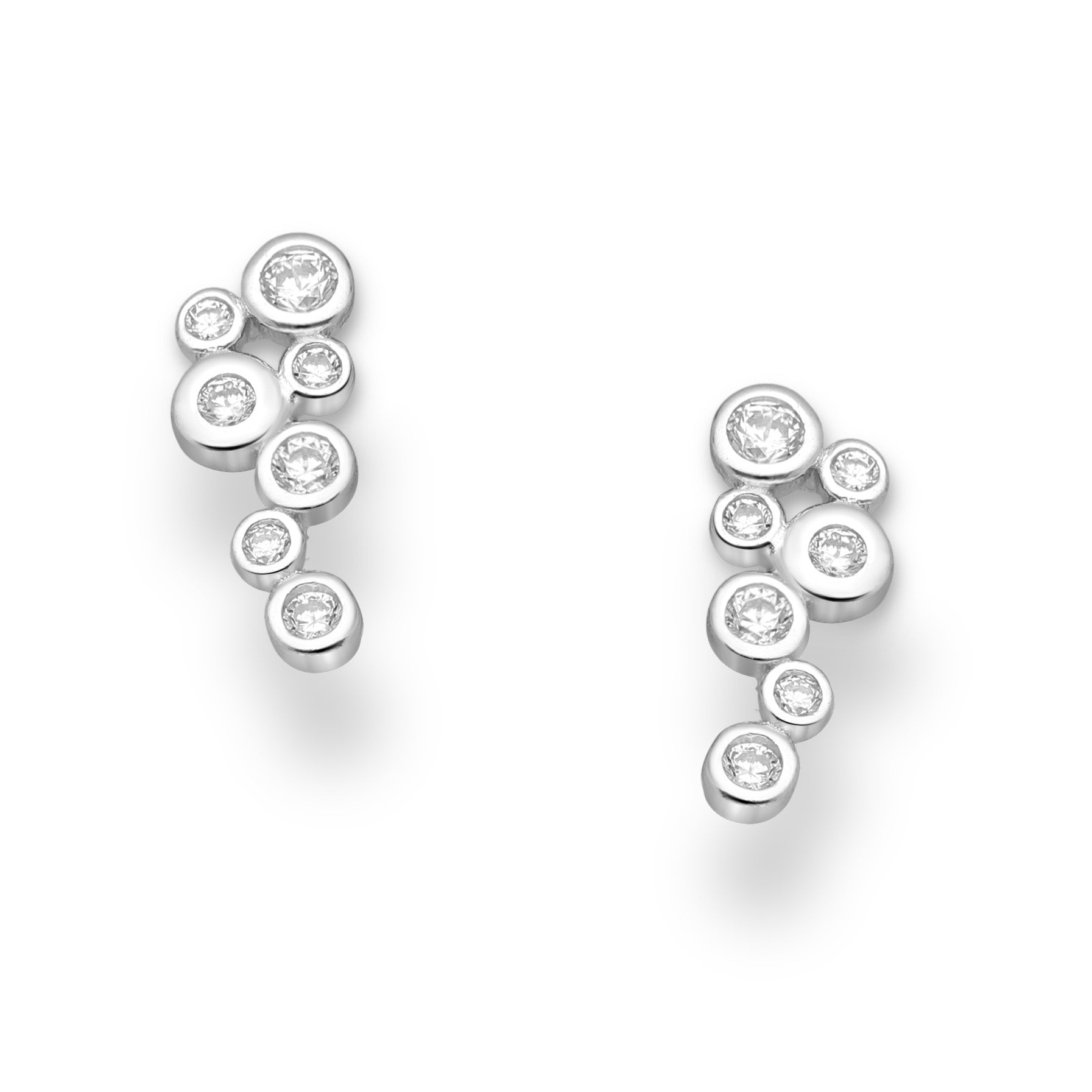 Silver Bubbles with Cubic Zirconia Stud Earrings