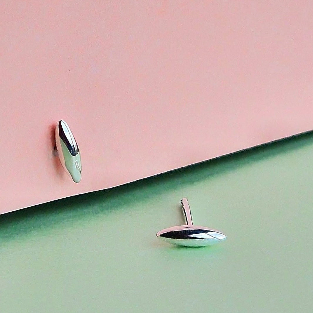 Silver Rice Grain Stud Earrings