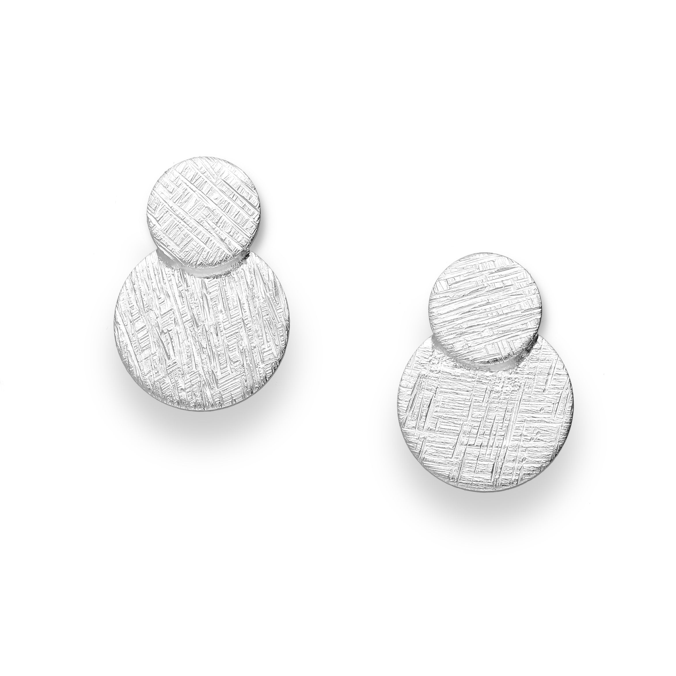 Brushed silver stud earrings outlet