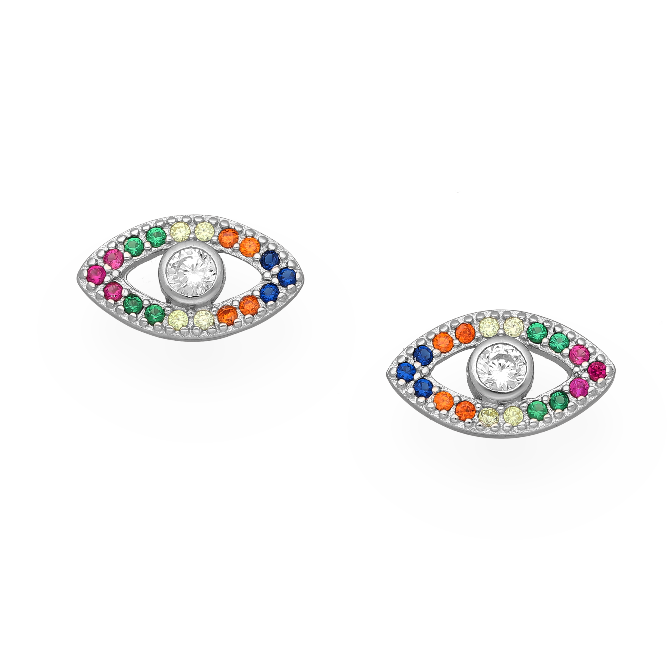 Not So Evil Eye Stirling Silver Rainbow Stud Earrings