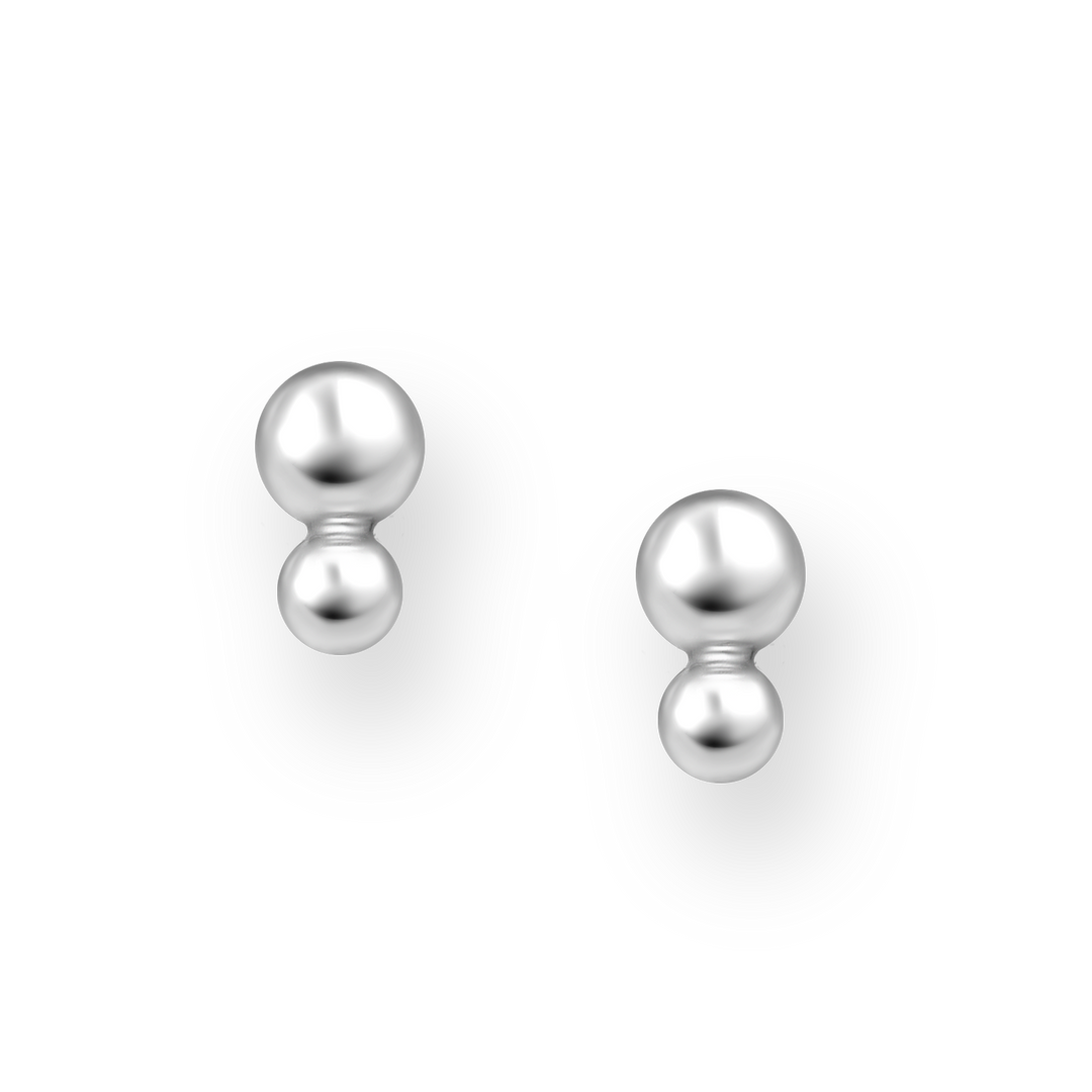 Silver Duo Ball Stackers Stud