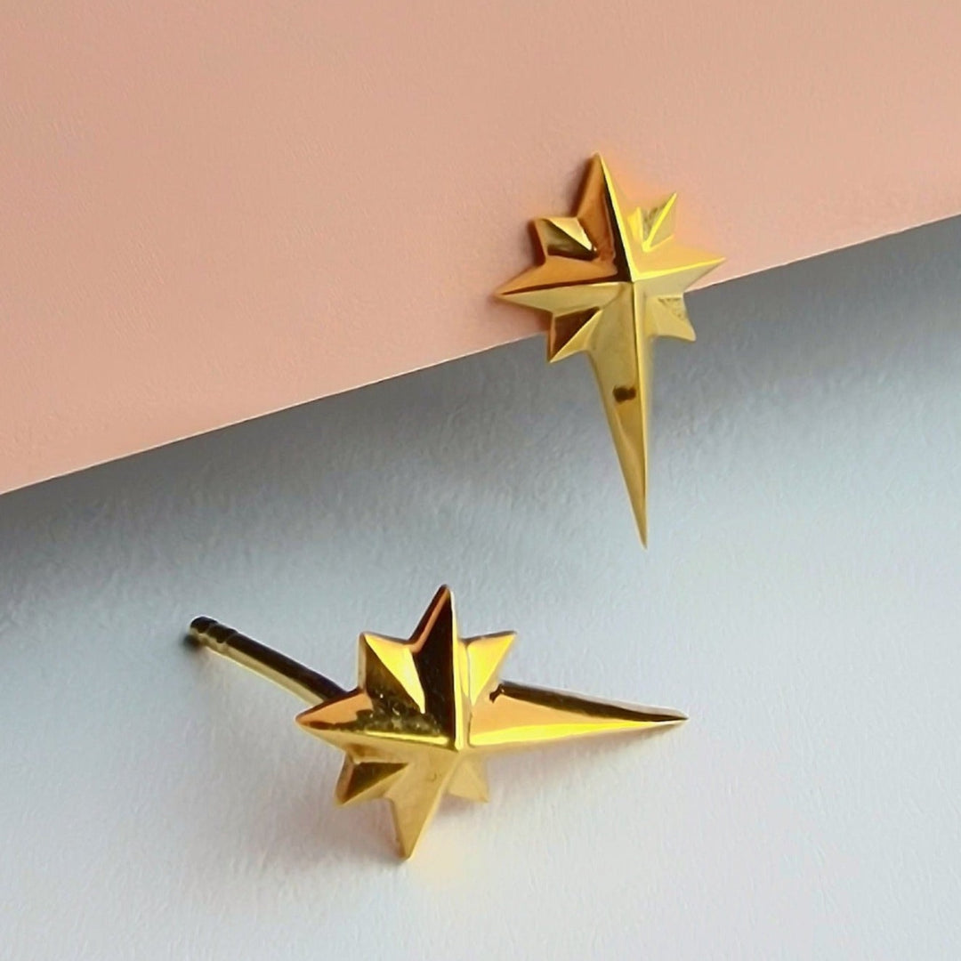 Golden Rasing Star Rising Star Gold Stud Earrings – Vurchoo Ethical Jewellery