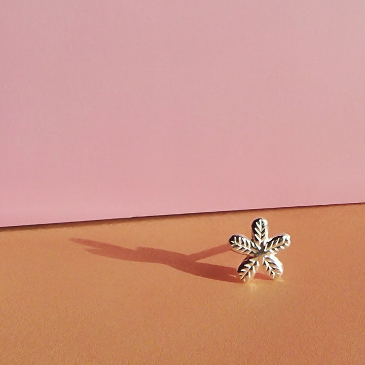 Flower Petal Sterling Silver Stud Earrings
