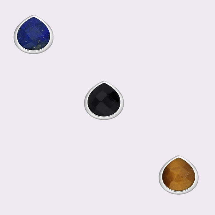 Tear Drop Stone Stud Earrings Sterling Silver