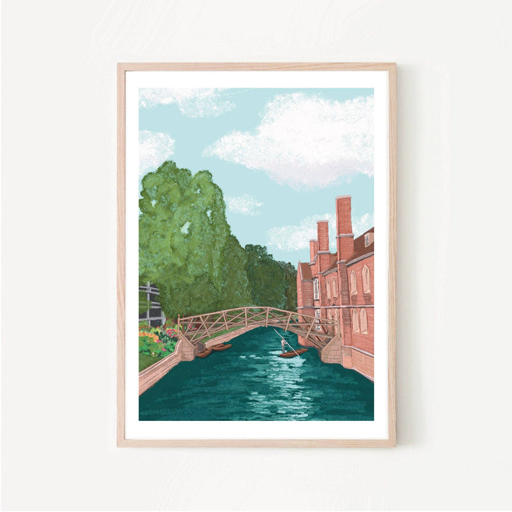 Cambridge England UK Art Print “Mathematical Bridge”: A4