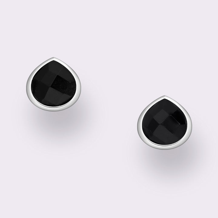 Tear Drop Stone Stud Earrings Sterling Silver