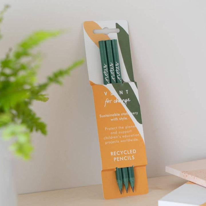 Pencils Pack of 3 recycled - Notes Olive & Forest Green