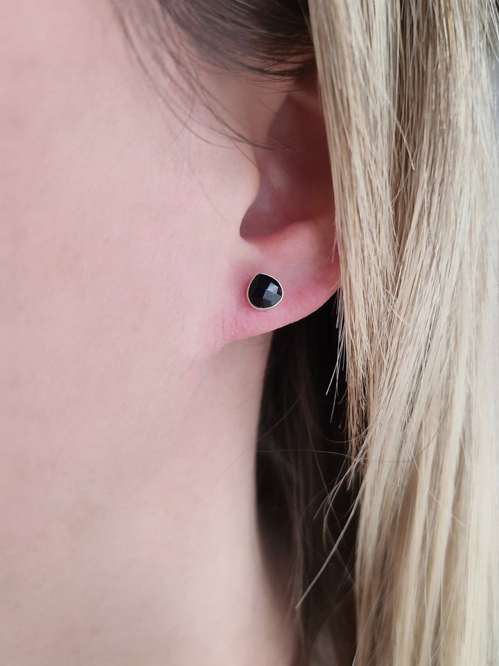 Tear Drop Stone Stud Earrings Sterling Silver