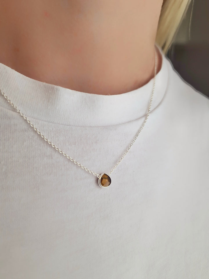 Lapis Lazuli Tear Drop Stone Adjustable Necklace Sterling Silver