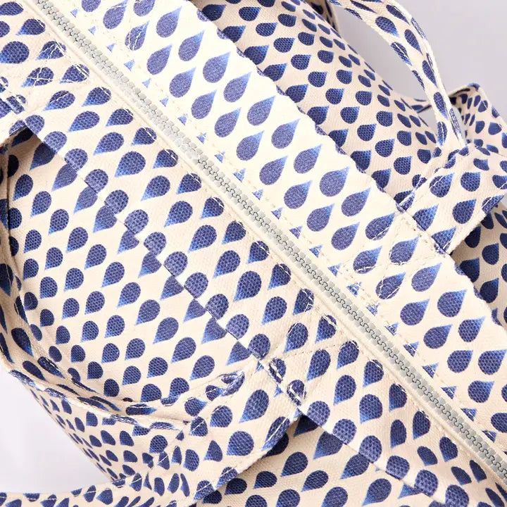 Marylebone Tote Bag in Denim Rain Indigo Cotton Canvas