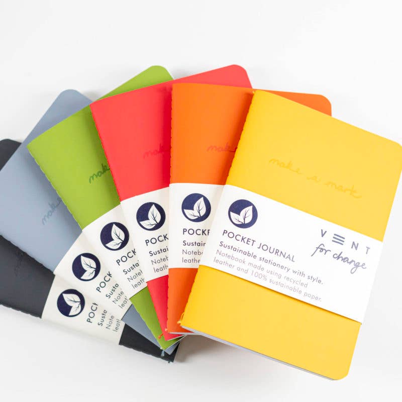 Notebook A6 Recycled Leather & Paper Journal Yellow