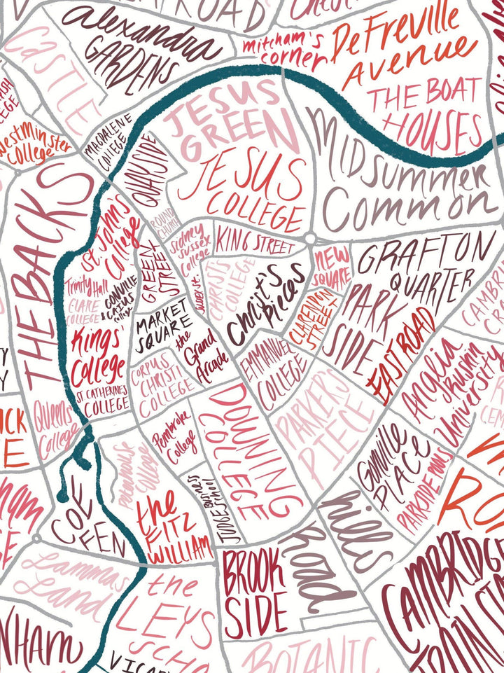 A6 Greeting Card “Cambridge Map” Cambridge UK