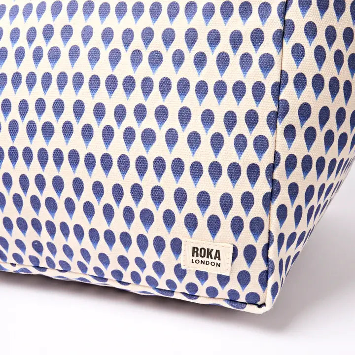 Marylebone Tote Bag in Denim Rain Indigo Cotton Canvas