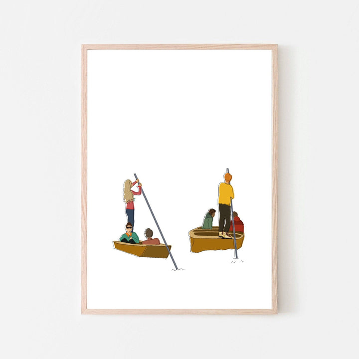 Cambridge England UK Art Print “Cambridge Punters”: A4