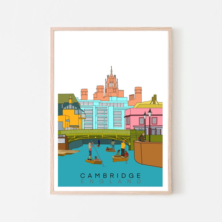 Cambridge UK Art Print: Bridge Street, University, Map