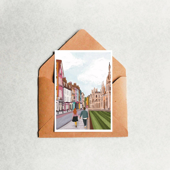 Cambridge "Walk down King's Parade" Greeting Card