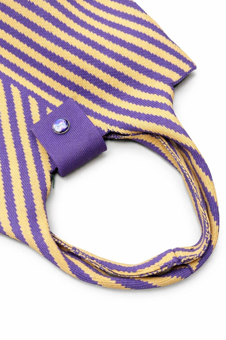 Vivid Stripe Knit Tote with Snap Closure