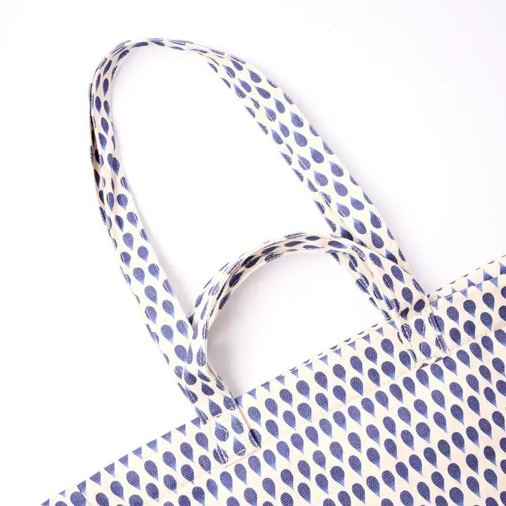 Marylebone Tote Bag in Denim Rain Indigo Cotton Canvas