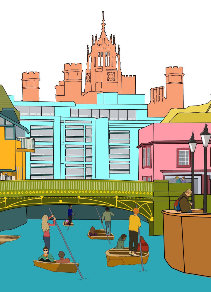 Cambridge UK Art Print: Bridge Street, University, Map