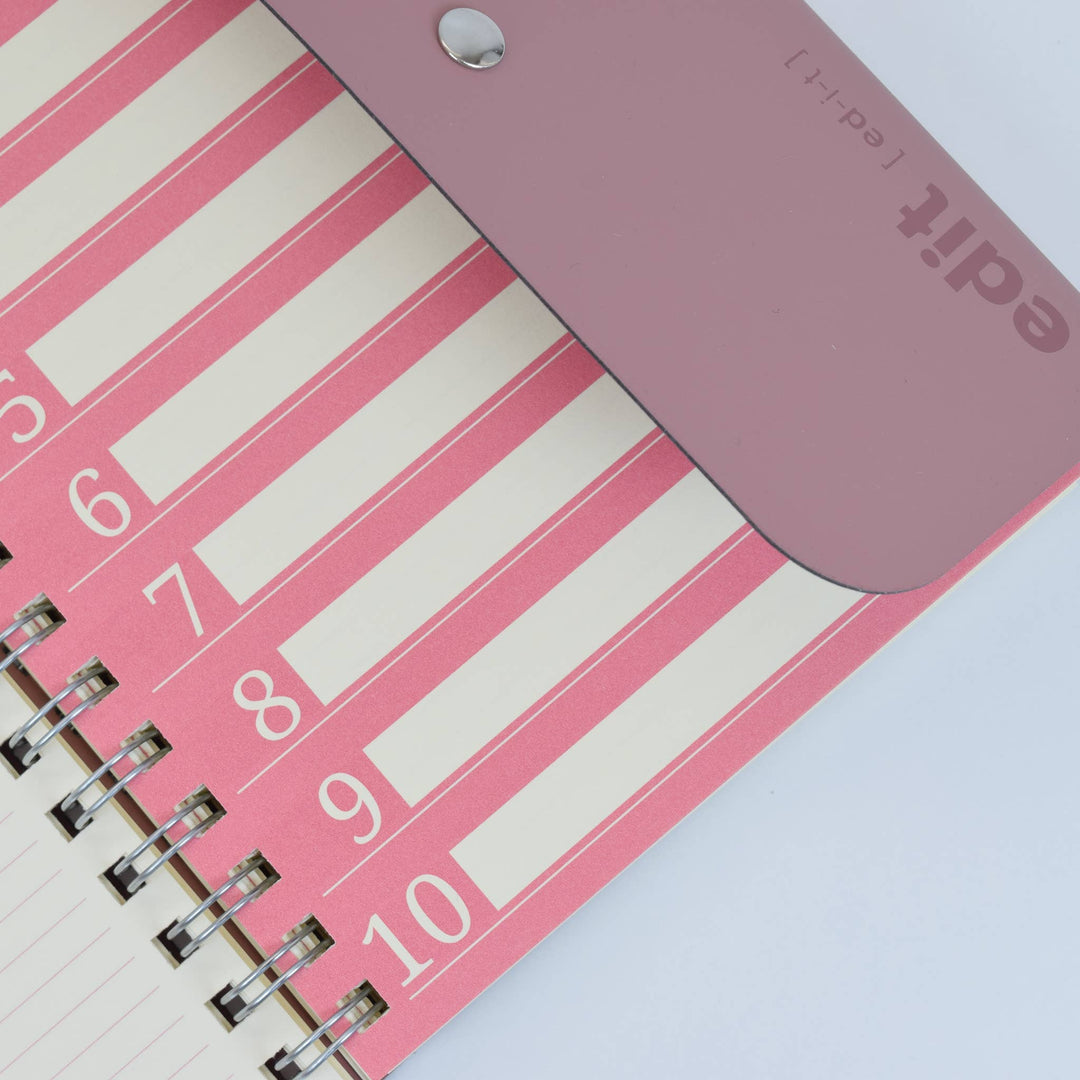 A5 recycled leather wire-bound folio - EDIT powder pink