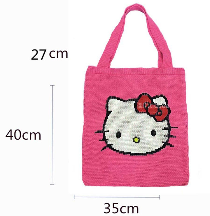 Sweet Bow Kitty Knit Shopper