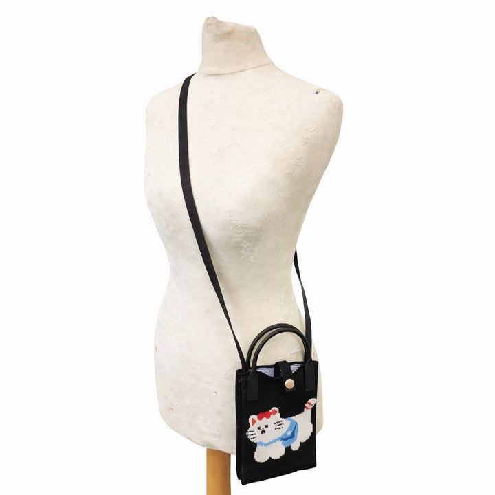 Knit Crossbody Phone Bag with Rubber Handles