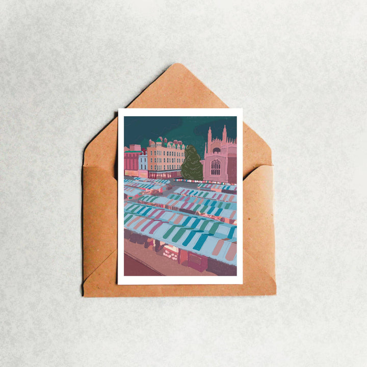A6 Greeting Card “Cambridge Market Square” Cambridge UK