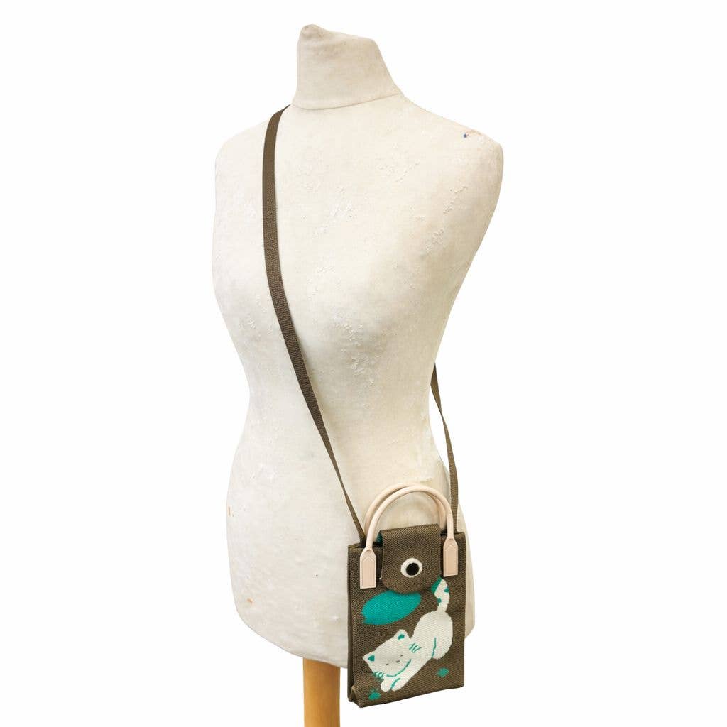 Knit Crossbody Phone Bag with Rubber Handles