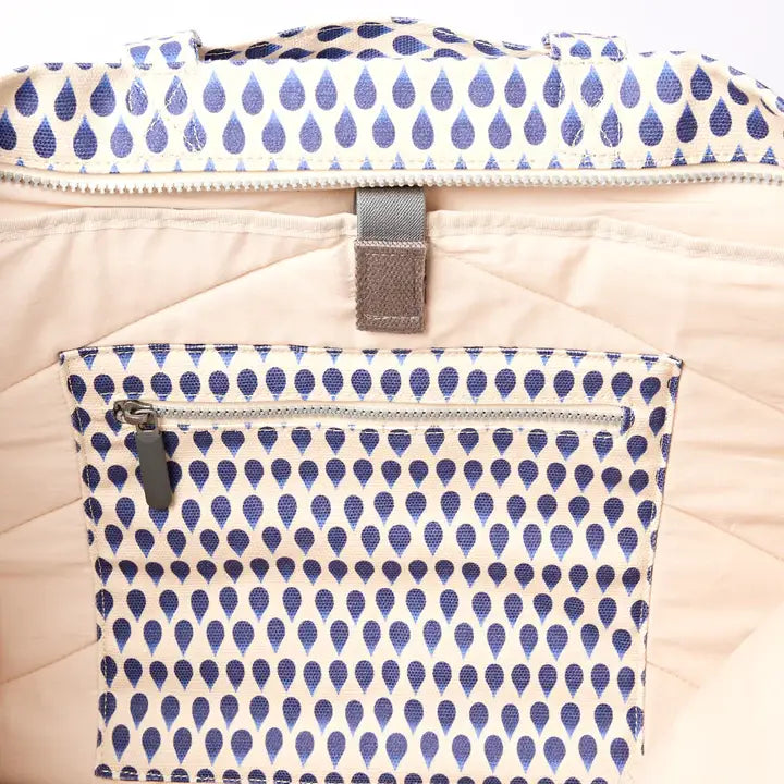 Marylebone Tote Bag in Denim Rain Indigo Cotton Canvas