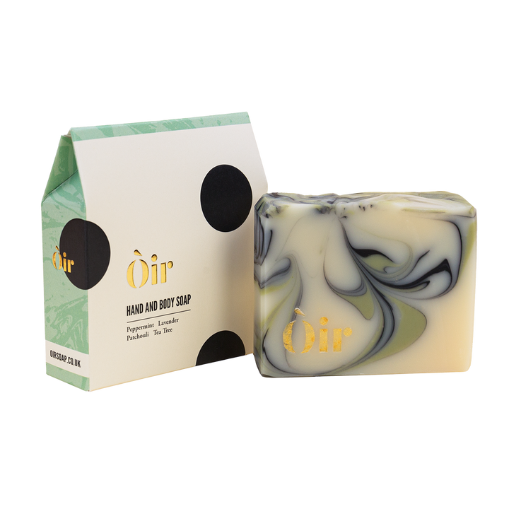 Peppermint, lavender, patchouli, tea tree soap