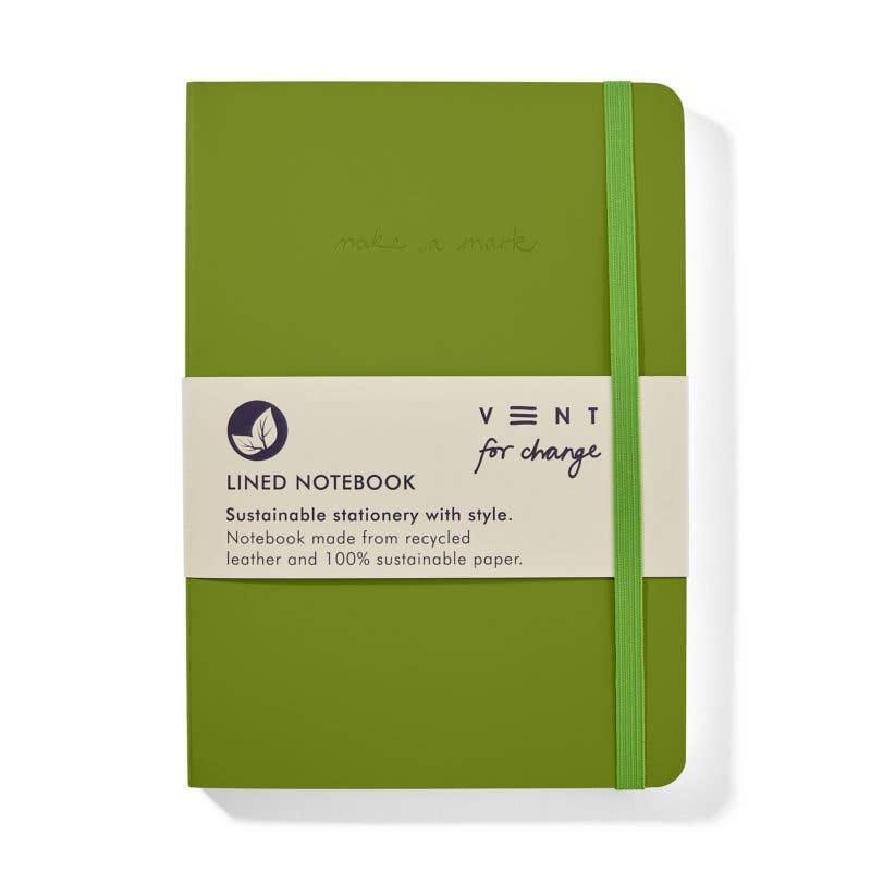 Notebook A5 Recycled Leather Lined Paper - Green