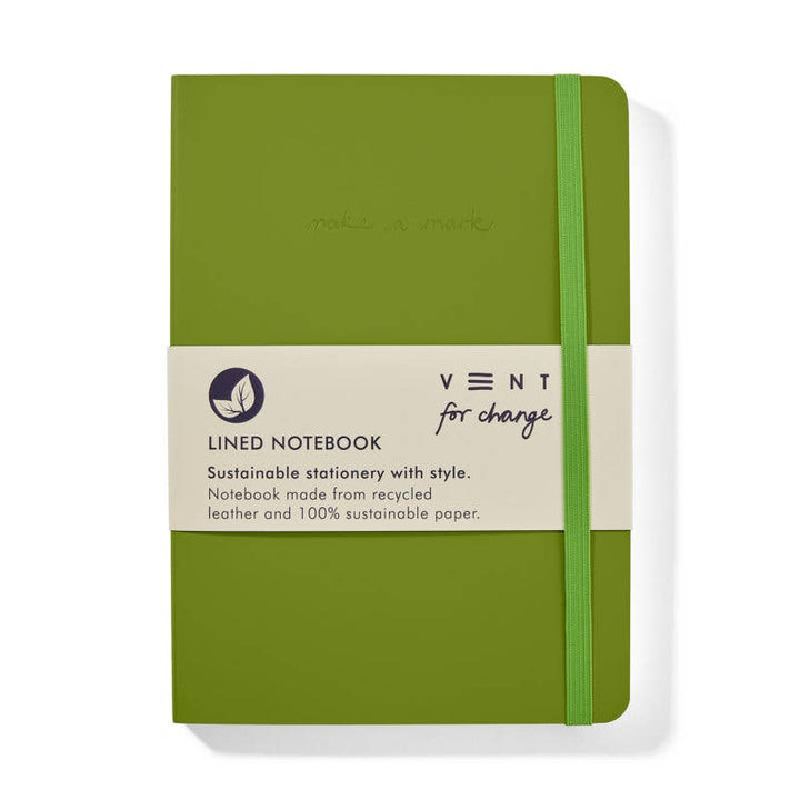 Notebook A5 Recycled Leather Lined Paper - Green