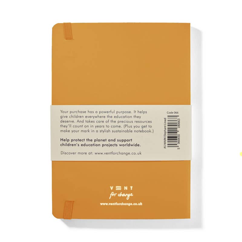 Notebook A5 Recycled Leather Lined Paper - Yellow