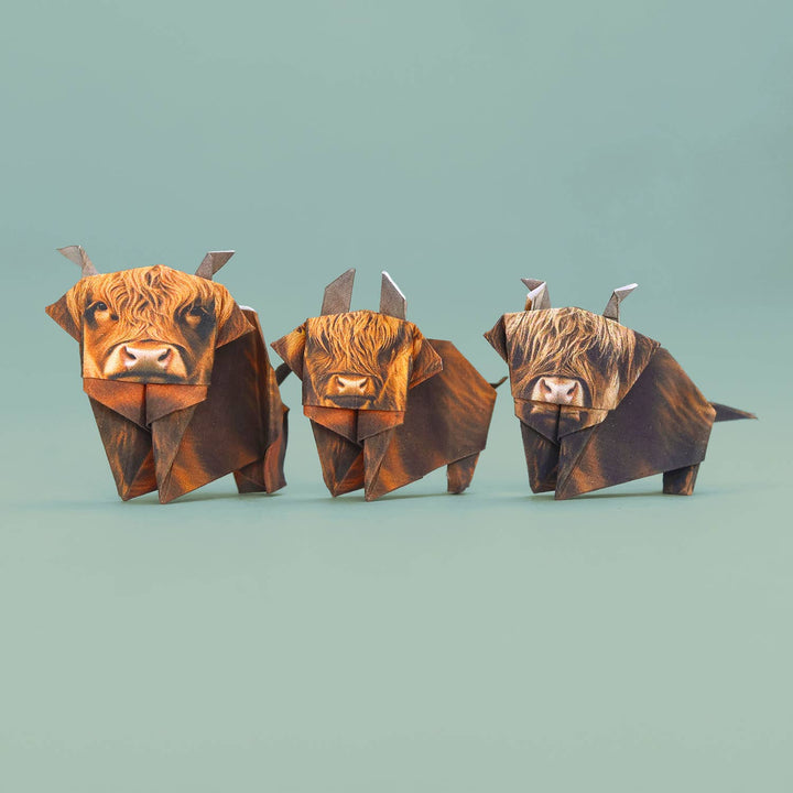 Paper Highland Cows | Origami Kit | Scottish Novelty Gift